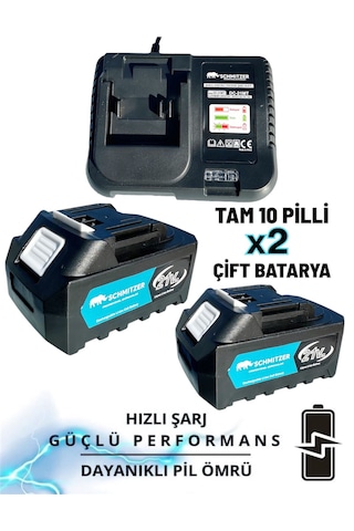 Schmitzer SCH-9108TU 21V Pro Metal Dişli Çift Akülü Çelik Şansuzan Şarjlı Dal Ağaç Budama Makinesi Testeresi