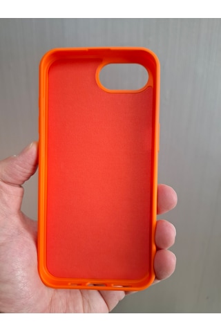 Apple Uyumlu iPhone 16e Logolu İçi Kadife Silikon Lansman Kılıf Turuncu