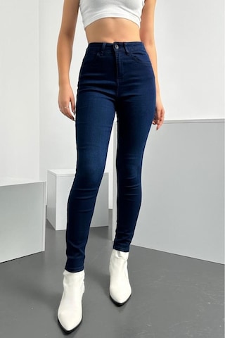 HLT Jeans Kadın Blue Black Süper Skinny Fit Esnek Likralı Yüksek Bel Denim Jean Kot Pantolon HLTJENNİE-BLUE BLACK-K Çok Renkli