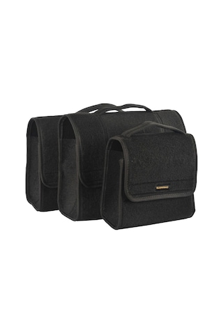 Üçlü Takım Araç Bagaj Organizer Bagaj Düzenleyici Çanta Siyah Kenarlı