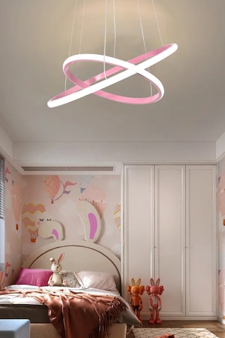 Sonya Modern Tasarım Çocuk Bebek Odası - Salon - Mutfak Pembe Renk Beyaz Ledli 2 Li Led Avize Pembe Pembe
