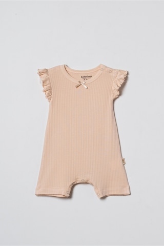 Babycosy Organic Wear %100 Organik Pamuk,2 Li Kız Bebek Tulum,fırfırlı Kısa Kol,yazlık Tulum Set,0-24 Ay,bebek Serisi Şeftali