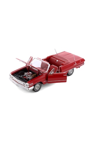Welly 1:24 Ölçekli Lisanslı Orjinal 1963 Chevrolet Impala Kapıları Açılabilir Model Oyuncak Araba