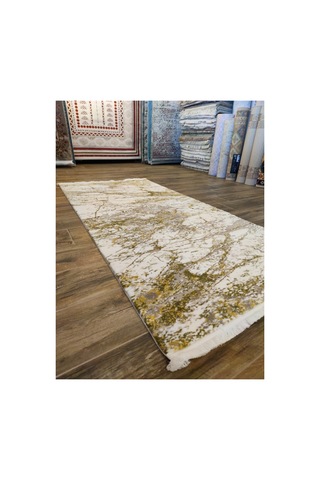 Karat 7521 Krem-yeşil Halı Beyaz