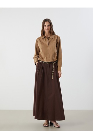 Lcwaıkıkı Classic Kahverengi Loose Fit Kadın Gömlek