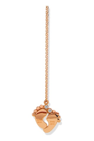 Kuyumcudukkani Gümüş Uzun Zincirli Bebek Ayakları Kolye-37164-r-w Rose Gold