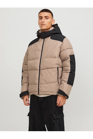 Jack & Jones Jack&Jones Kapüşonlu Puffer Vizon Erkek Mont 12239001 001