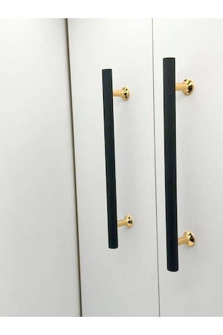Mobilya Dolap Kulpu Mutfak Çekmece Kulpu Çizgili Dal Siyah Gold 128 Mm 12,8 Cm 10 Adet