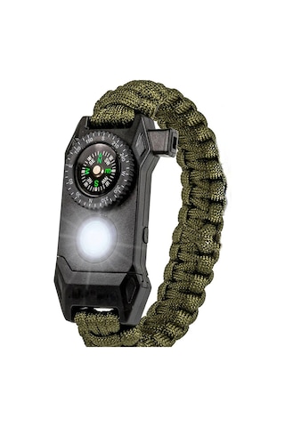 Paracord Bileklik- Pusulalı Led Işıklı Kamp Outdoor Çok Renkli