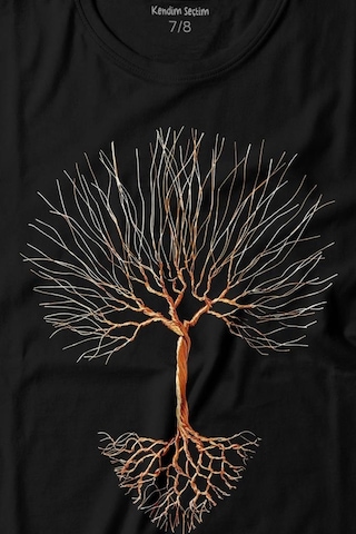 Kendim Seçtim Nature Hayat Ağacı Kuru Ağaç Kökü Baskılı Tişört Çocuk T-shirt 001