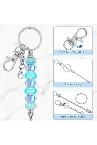 Gatherco 26 Adet Boncuklu Anahtarlık Çubuğu, Boncuklu Anahtarlık, Kolye Yapımı İçin Boncuklu Anahtarlık, Anahtarlık Yapımı İçin Boş Anahtarlık Aksesuarları