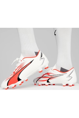 Puma Ultra Play Fg/ag Erkek Krampon 10742301 Profesyonel Futbol Ayakkabısı Beyaz - Kırmızı