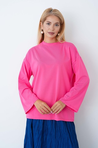 Herkesemoda Kadın Tesettüre Uygun Geniş Kollu Body Pembe