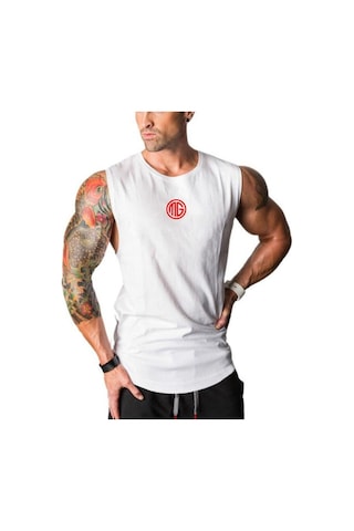 Siyah Muscleguys Yaz Fitness Spor Fiziksel Eğitim Yelek Erkek Bol Kolsuz Tişört