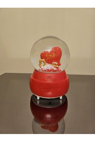 Love Kalpli Müzikli Kırmızı Kar Küresi