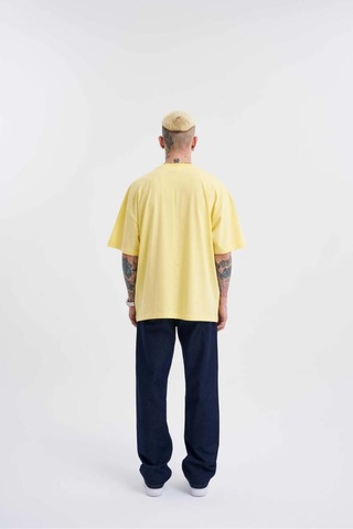 Sarı Basic Pamuklu Oversize Tshirt Sarı