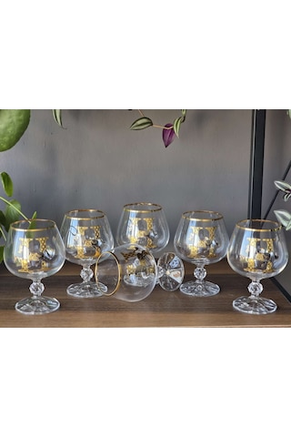 Fermato 6 'lı 24k El İşçiliği - Gerçek Altın İşlemeli 250 Cc'lik Kahve Yanı Kristal Bardak Horse Mix Çok Renkli