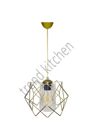 Trend Kitchen Gold Tasarım Şeffaf Mika Camlı Avize Gold