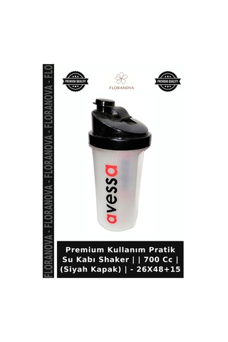 Premium Kullanım Pratik Su Kabı Shaker 700 Cc Siyah Kapak - 26x48+15