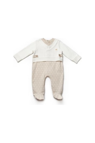 BabyCosy Organic Wear Babycosy Organik Tulum Patikli Ekru - Vizon Bej - Ekru