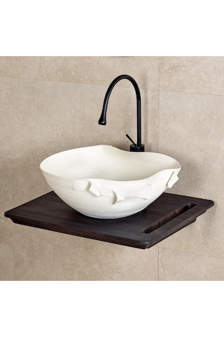 Lena EY-9102 Tezgah Üstü Lavabo Mat Beyaz