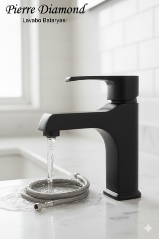 590-1 Lavabo Bataryası Lüks Ağır Tip Sabit Banyo Lavabo Musluğu Siyah Beyaz Gold Krom Siyah
