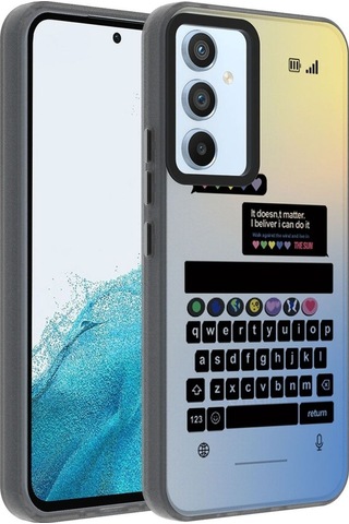 Samsung Uyumlu Galaxy A14 Kılıf Desenli Zore Dragon Sert Kapak Klavye