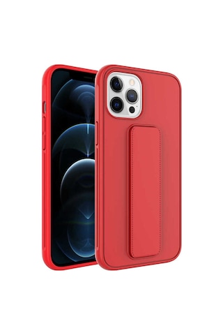 Apple Uyumlu iPhone 12 Pro Kılıf Zore Qstand Kapak Kırmızı