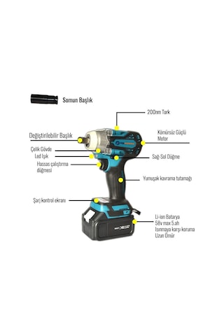 Prohummer Ph009 58v 5ah Kömürsüz Şarjlı Somun Sıkma - 200nm Torklu Profesyonel Set