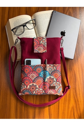 Aksesuarsepeti El Yapımı Cepli, Taşıma Askılı, Kılıf Çanta, Tablet Kılıfı, Kitap Kılıfı, Organizer Çanta Bordoaskılı