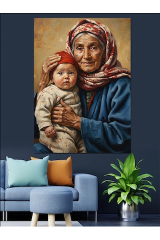 Ahşap Tablo Büyükanne Torun Sevgi Dolu Çocuk Odası Tabloları