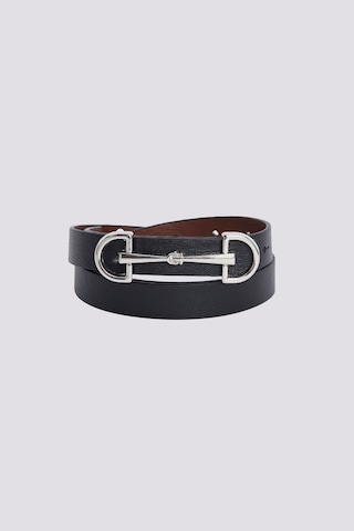 Tudors Kadın Modern Gümüş Renk Metal Tokalı110 Cm Standart Beden Siyah Kadın Kemer -51469