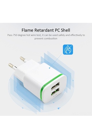 Sandwich Beyaz 5v 2.1a Usb Çift Portlu Avrupa Standartı Duvar Şarj Cihazı, Hızlı Güvenli Şarj