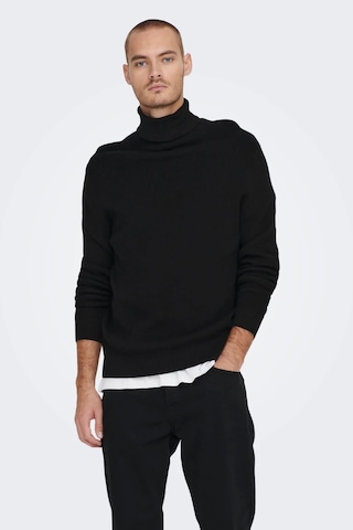 Only & Sons Onsphil Reg 12 Struc Roll Neck Knit Noos Erkek Siyah Kazak - 22023202 Siyah