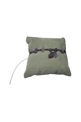 Ametist Taşı Halhal Doğal Taş Bileklik Hal Hal Ayarlanabilir İpli Mor Taş Kristalize Kırık Taş Şifalı Halhal Bileklik Mor