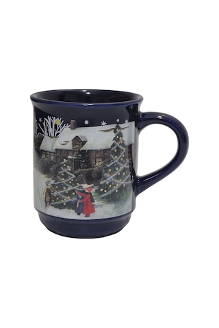 Vintage Christmas Kar Yağışı Temalı Porselen Kupa 9cm 005 Çok Renkli