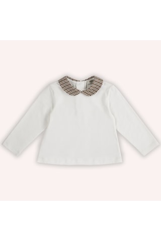 Panço Kız Çocuk Bebe Yakalı T-shirt Gül Kurusu 2421gb05009-4974 001