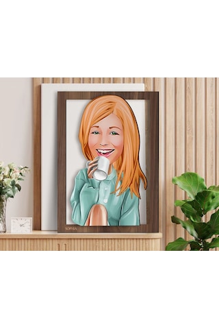 Bk Gift Kişiye Özel Kadın Karikatürlü 3d Ahşap Tablo-102, Arkadaşa Hediye, Karikatürlü Tablo Kobitmeyen138372 Bk Gift