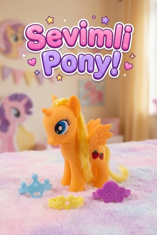 Sevimli Kanatlı Pony Oyuncak Seti - Taranabilir Saçlı Aksesuarlı At Figür