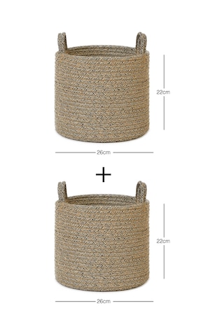 Ocean Home Textile 2'li Siyah Kırçıllı Jüt Halat Sepet Set 26 x 22 cm