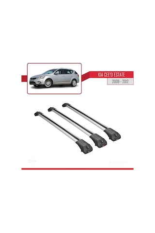 Kia Ceed Sportswagon 2009-2012 Arası İle Uyumlu Ace-1 Ara Atkı Tavan Barı Gri 3 Adet Bar