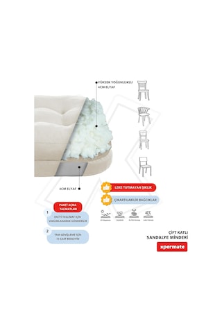 Sandalye Minderi 42x42x8 Cm Kalın Çift Kat Pofidik Minder Yıkanabilir Fermuarlı Su Ve Yağ İtici Bej Çok Renkli