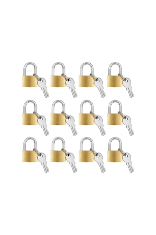 Folinda 12 Adet Bakır Ve Çelik Mini Kilit, 2 Anahtarlı - Bagaj, Sırt Çantası, Spor Salonu Dolabı, Valiz, Okul Ve Ev Kullanımı