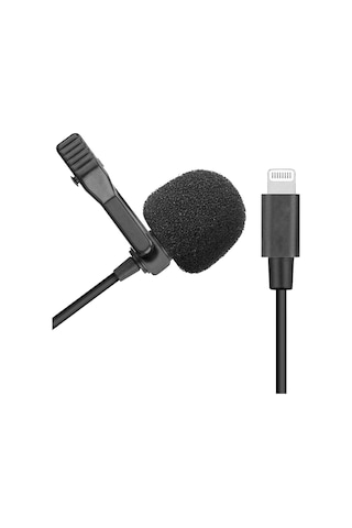 Winex Apple Uyumlu iPhone Lightning Port Yaka Mikrofonu Siyah