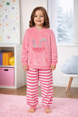 Kız Çocuk Kadife Pijama Takımı 1667 Pembe01 Pembe01