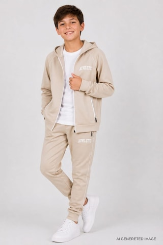 Pina Kids Erkek Çocuk Scuba Atheletic Reglan Kol Kapüşonlu Dalgıç Kumaş Eşofman Takımı Esf7028 Krem