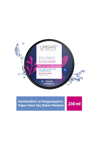 Hyaluronik Asit & Kolajen Kuru Ve Cansız Saçlara Özel Yoğun Gece Saç Bakım Maskesi 230 Ml-vegan