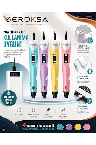 3d Kalem - 3d Yazıcı Kalem 109 Mt Filamentli Pembe