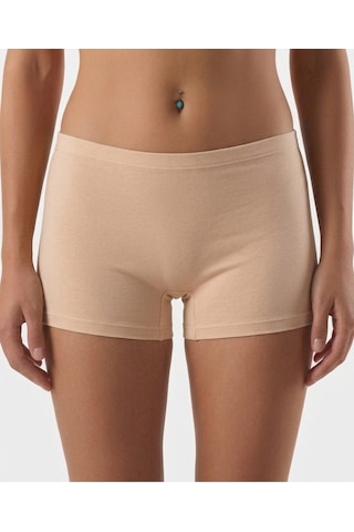 Nacar Store Kadın Likralı %95 Pamuklu Esnek Rahat Boxer Şort Tayt Bej