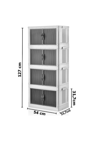 Piev Çok Amaçlı Kapaklı İstiflenebilir Organizer Dolap 4 Lü Beyaz